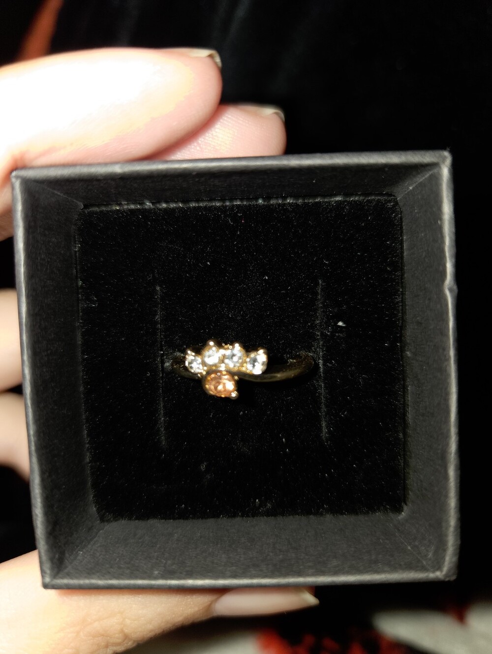 14K Gold Plated 925 Silver Paw Print Ring | Faux Peach Citrine | Size 5